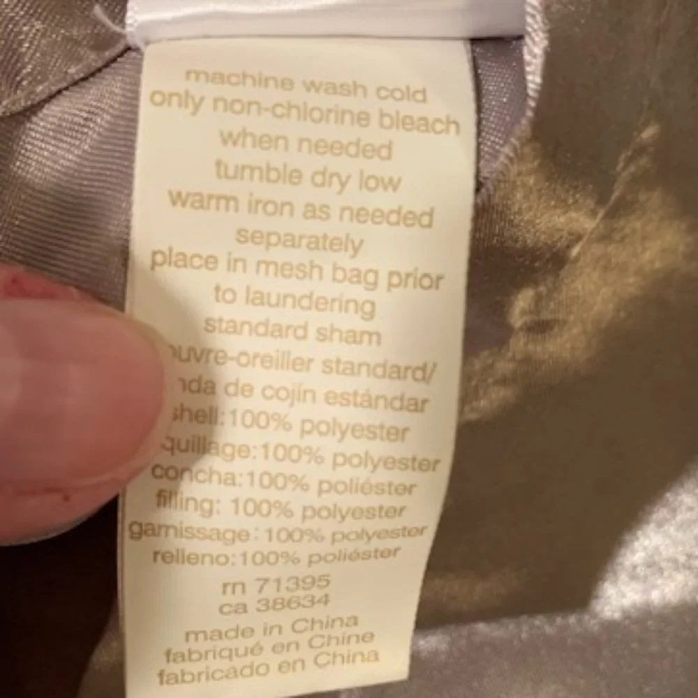 Grey satin-like pillow sham